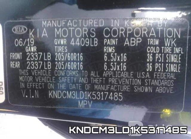 KNDCM3LD1K5317485 фото 10