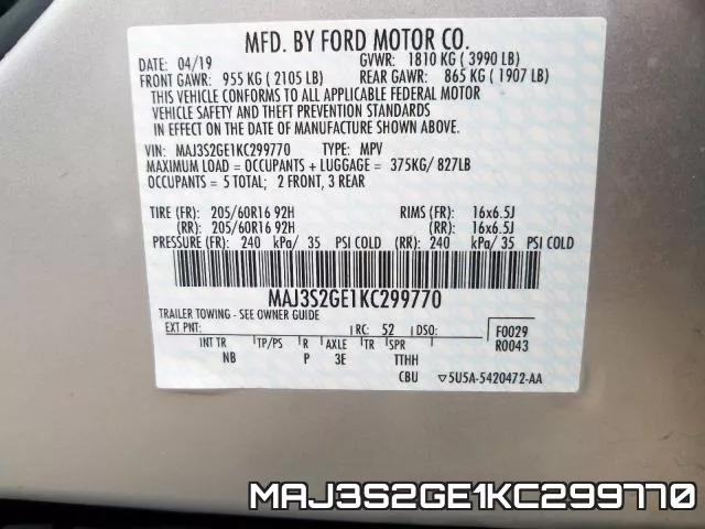 MAJ3S2GE1KC299770 фото 2