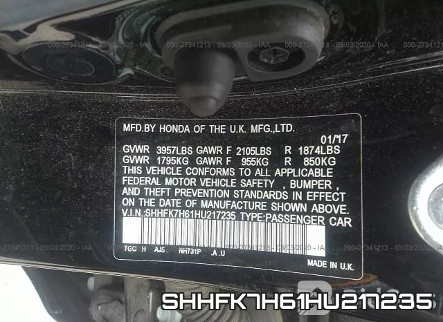 SHHFK7H61HU217235 фото 10