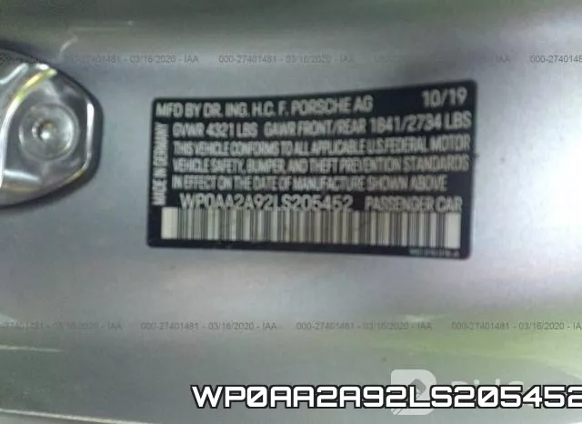 WP0AA2A92LS205452 фото 10