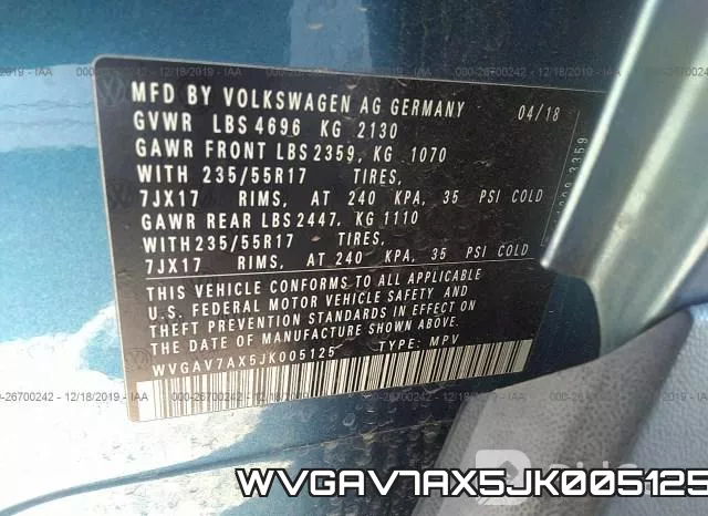 WVGAV7AX5JK005125 фото 10