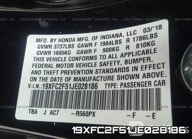 19XFC2F51JE028186 фото 10