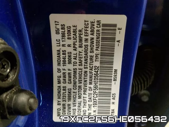 19XFC2F56HE056432 фото 2