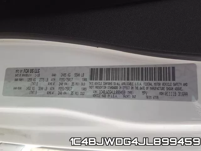 1C4BJWDG4JL899459 фото 2