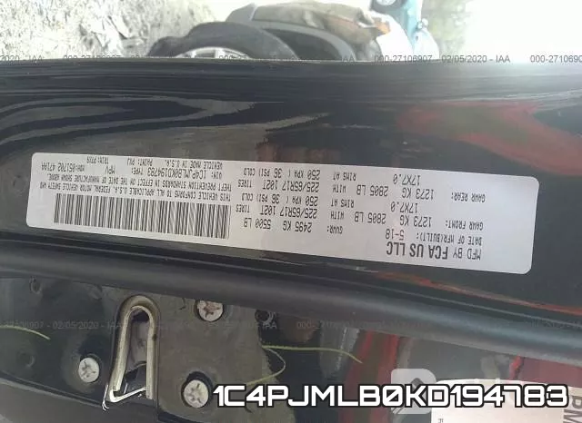 1C4PJMLB0KD194783 фото 10