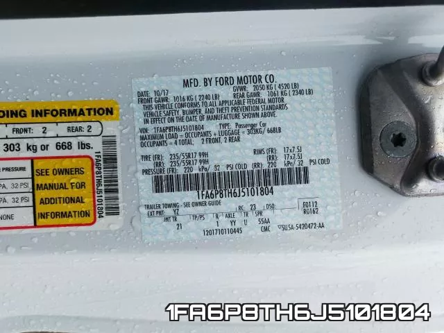 1FA6P8TH6J5101804 фото 2