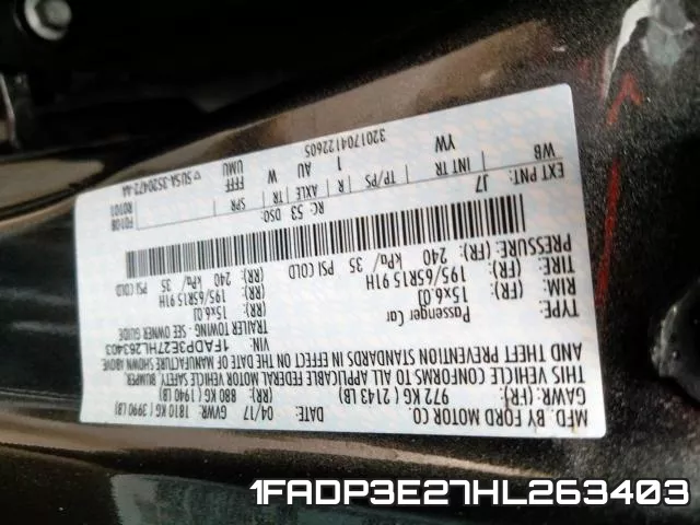 1FADP3E27HL263403 фото 2