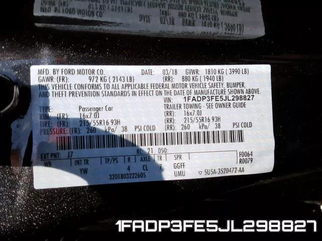 1FADP3FE5JL298827 фото 2