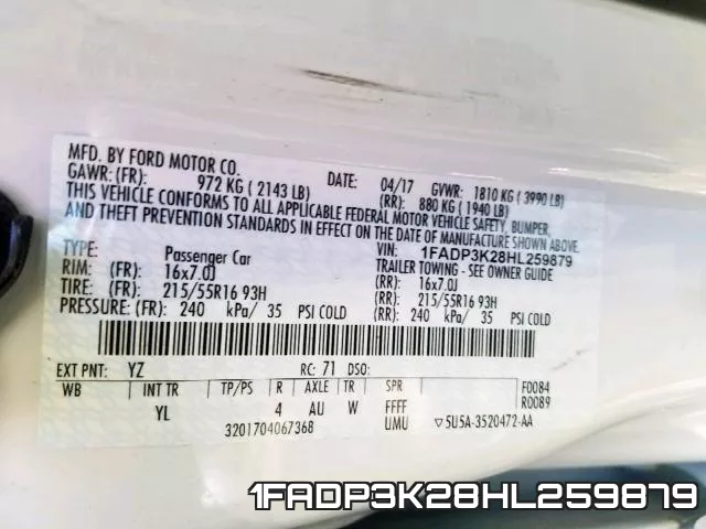 1FADP3K28HL259879 фото 2
