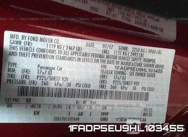 1FADP5EU9HL103455 фото 10