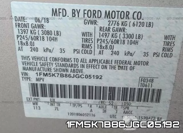 1FM5K7B86JGC05192 фото 10