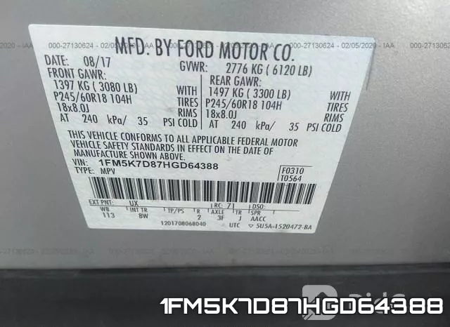 1FM5K7D87HGD64388 фото 10