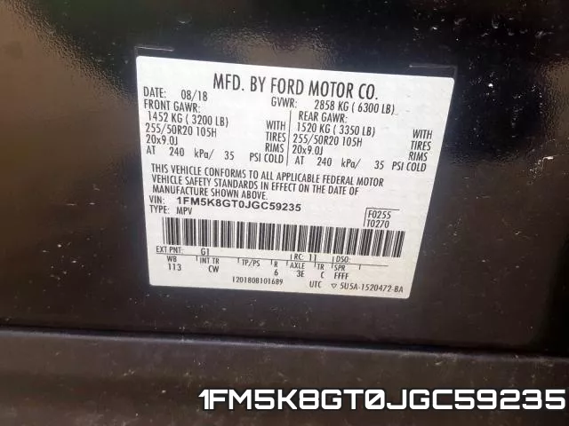 1FM5K8GT0JGC59235 фото 2