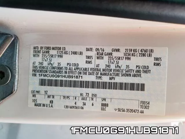 1FMCU0G91HUB91871 фото 2