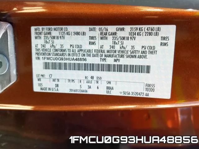 1FMCU0G93HUA48856 фото 2