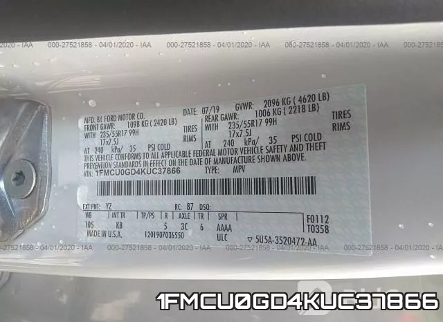 1FMCU0GD4KUC37866 фото 10