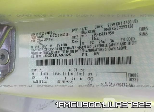 1FMCU9GD1JUA97925 фото 10