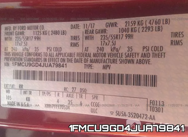 1FMCU9GD4JUA79841 фото 10