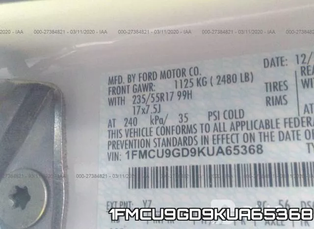1FMCU9GD9KUA65368 фото 10