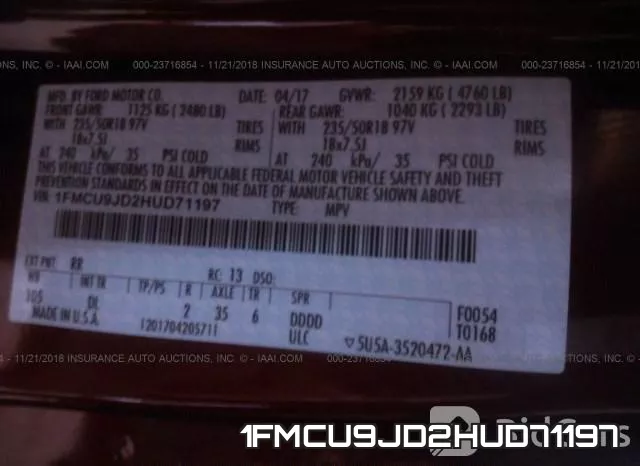 1FMCU9JD2HUD71197 фото 10