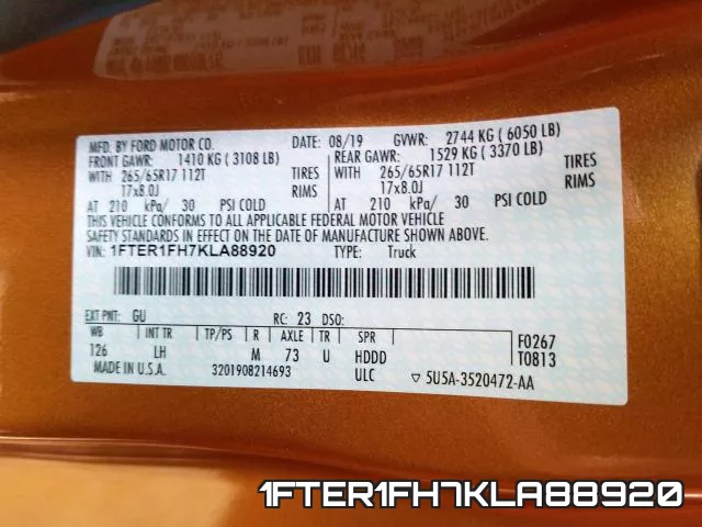 1FTER1FH7KLA88920 фото 2