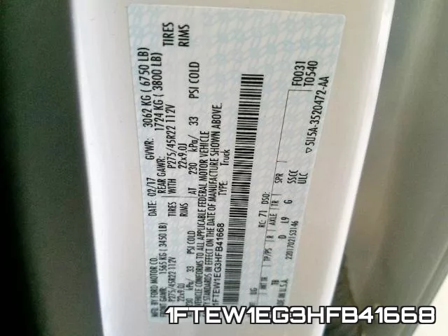 1FTEW1EG3HFB41668 фото 2