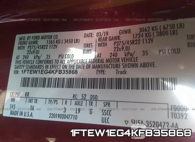 1FTEW1EG4KFB35868 фото 10