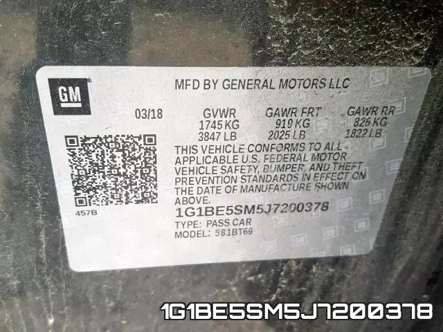 1G1BE5SM5J7200378 фото 2