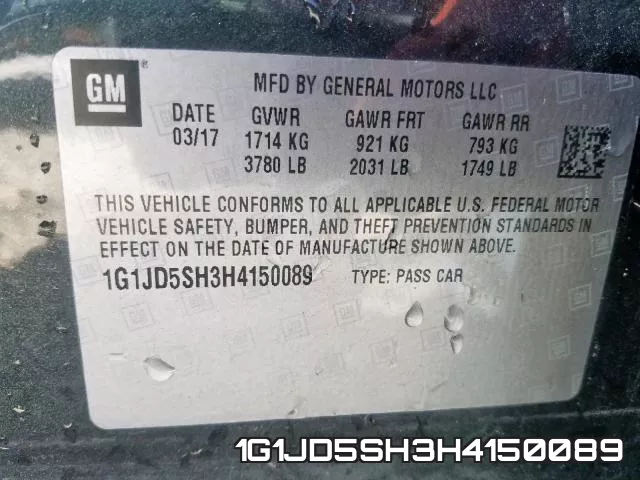 1G1JD5SH3H4150089 фото 2