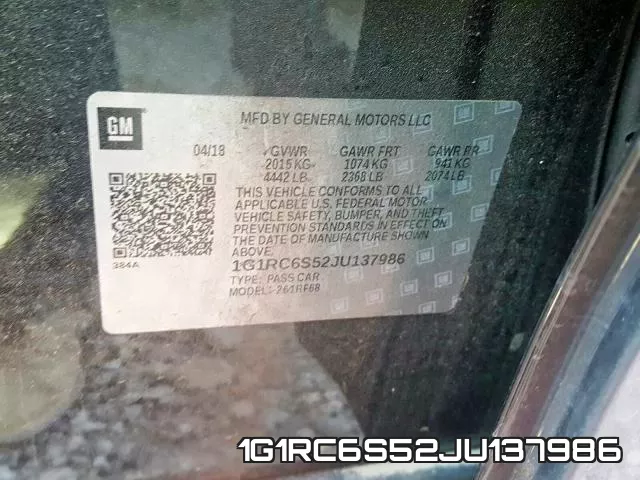 1G1RC6S52JU137986 фото 2
