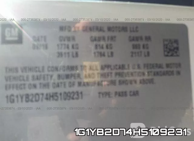 1G1YB2D74H5109231 фото 10
