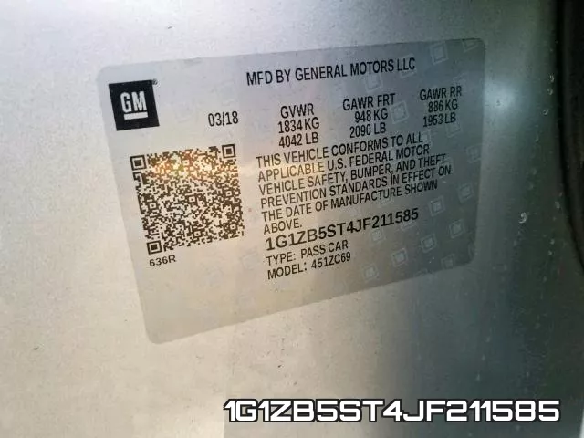 1G1ZB5ST4JF211585 фото 2
