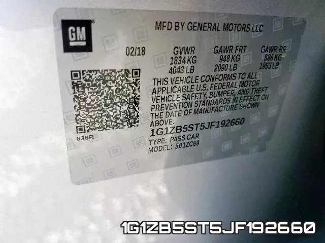 1G1ZB5ST5JF192660 фото 2