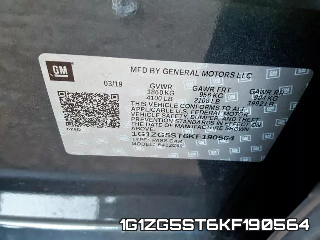 1G1ZG5ST6KF190564 фото 2