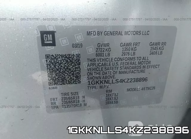 1GKKNLLS4KZ238896 фото 10