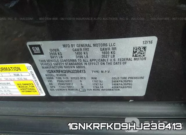 1GNKRFKD9HJ238413 фото 10
