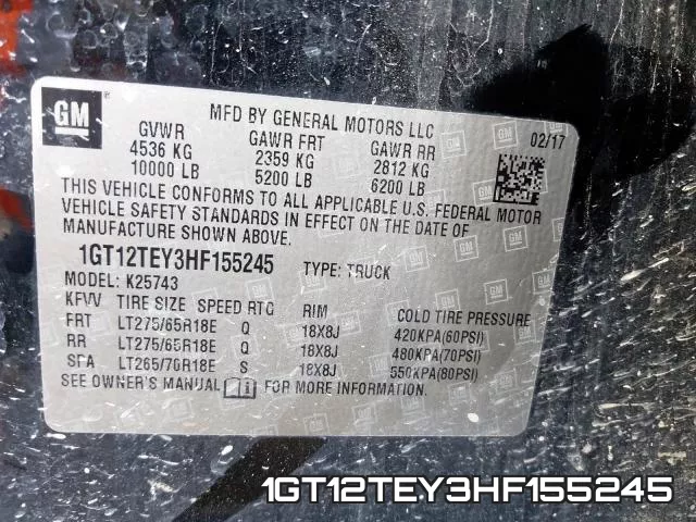 1GT12TEY3HF155245 фото 2