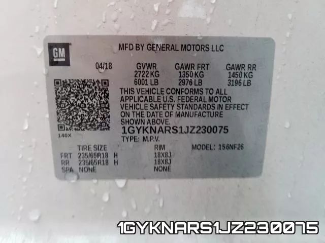 1GYKNARS1JZ230075 фото 2