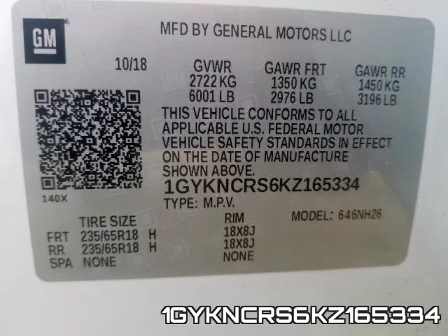 1GYKNCRS6KZ165334 фото 2