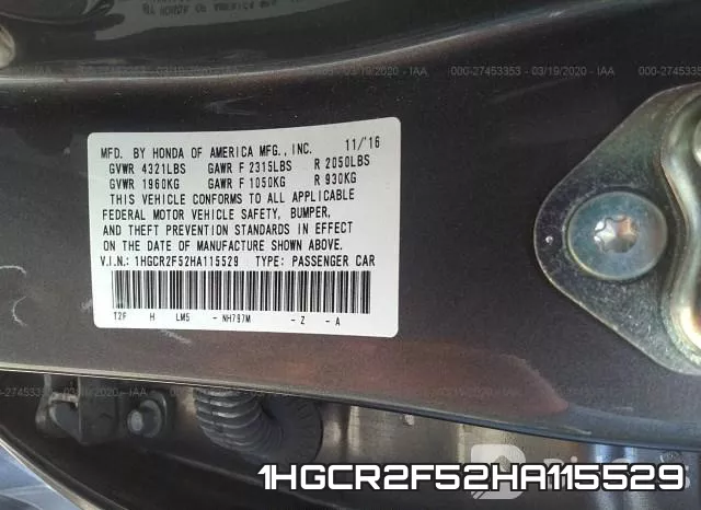 1HGCR2F52HA115529 фото 8