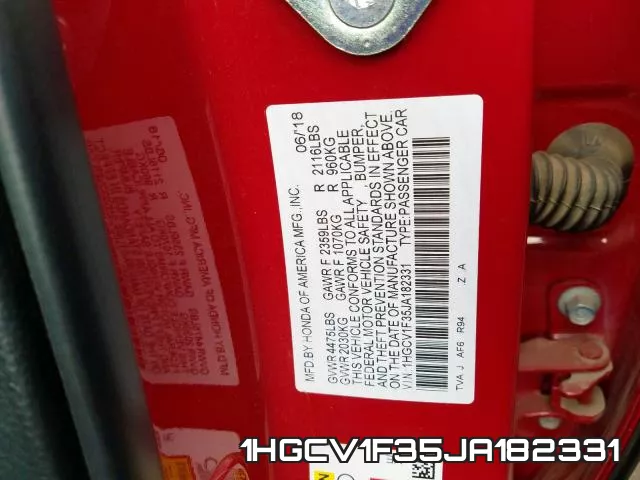1HGCV1F35JA182331 фото 2