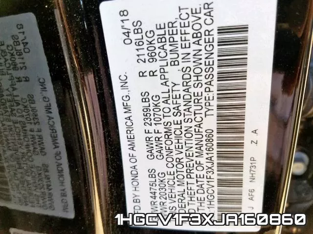 1HGCV1F3XJA160860 фото 2