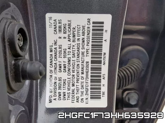 2HGFC1F73HH635928 фото 2