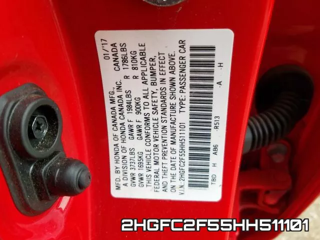 2HGFC2F55HH511101 фото 2