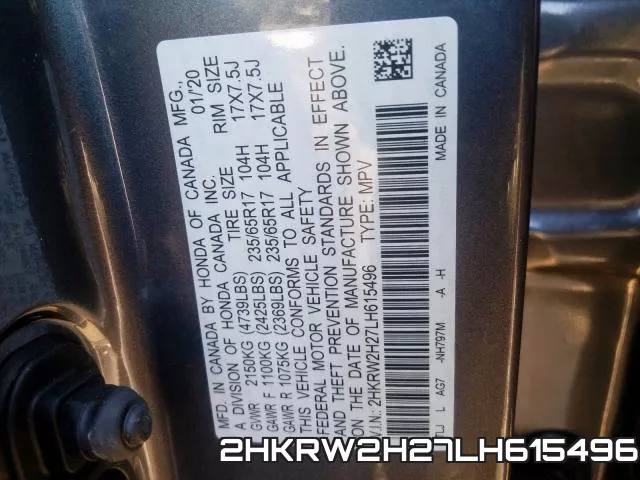 2HKRW2H27LH615496 фото 2