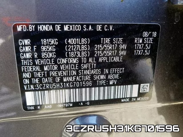 3CZRU5H31KG701596 фото 2