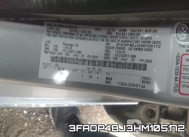 3FADP4BJ3HM105172 фото 10