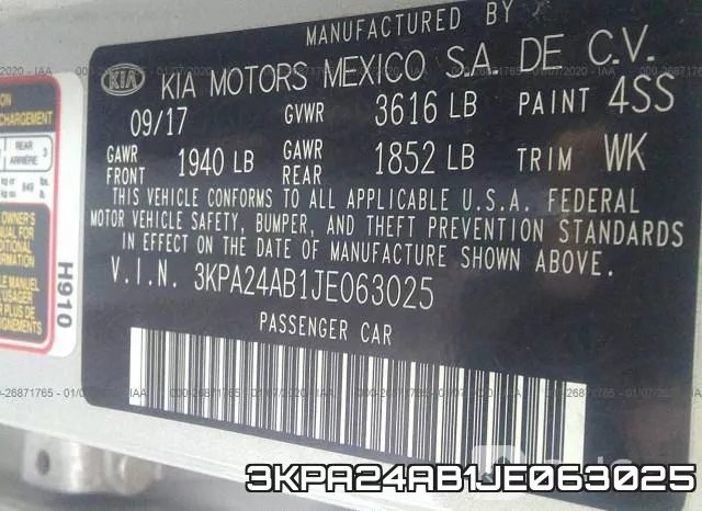 3KPA24AB1JE063025 фото 10