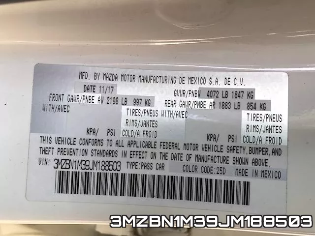 3MZBN1M39JM188503 фото 2
