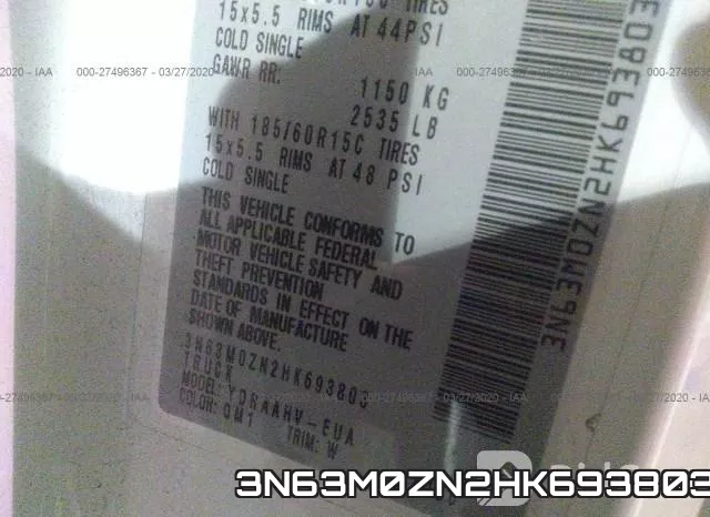 3N63M0ZN2HK693803 фото 10